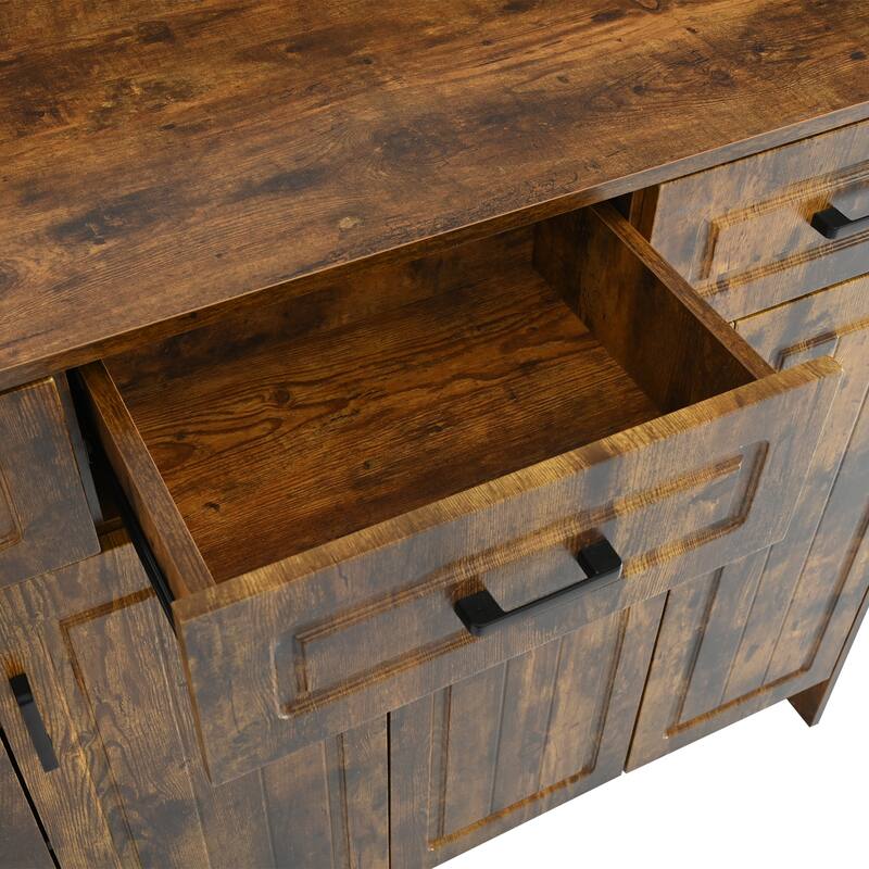 Shoe Cabinet with Coat Rack, Multi-functional 4 Door Shoe Cabinet, Shoe Organizer with Metal Hooks, 3 Drawers & 8 Shelves