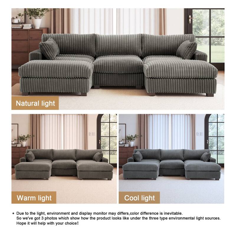 Modren Plush Oversized Modular Sectional Sofa Set with Chaise&Ottoman.