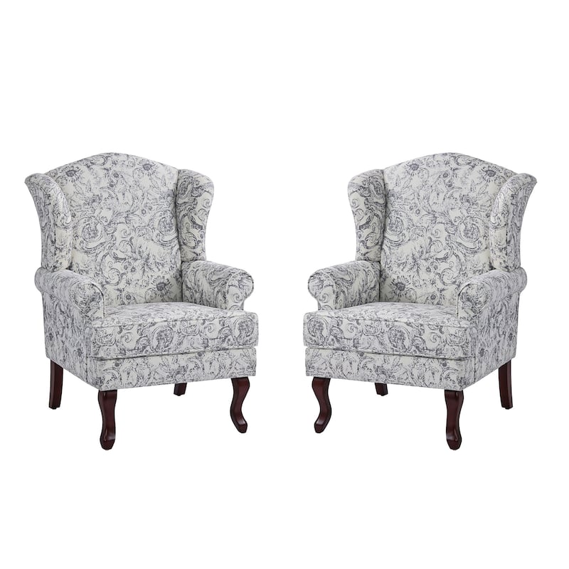 Elegant Living Room Wing Back Arm Chair Upholstered Accent Chair
