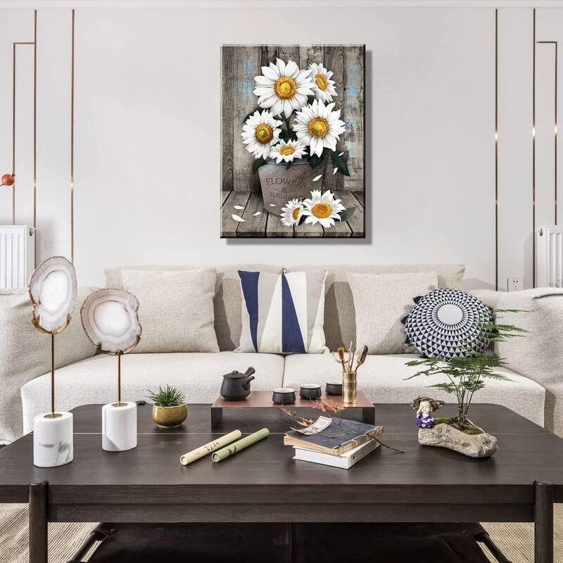 White Sunflower Wall Art Decor