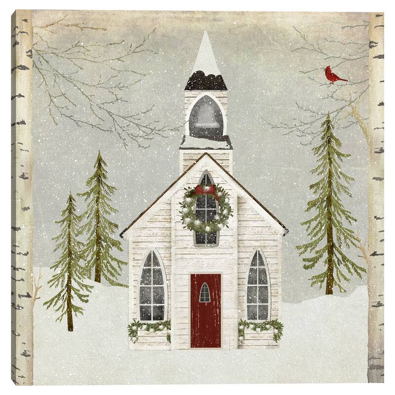 Snow Church by Beth Albert Canvas Art Print
