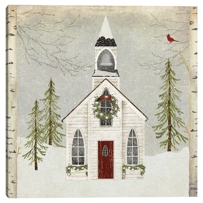 Snow Church by Beth Albert Canvas Art Print