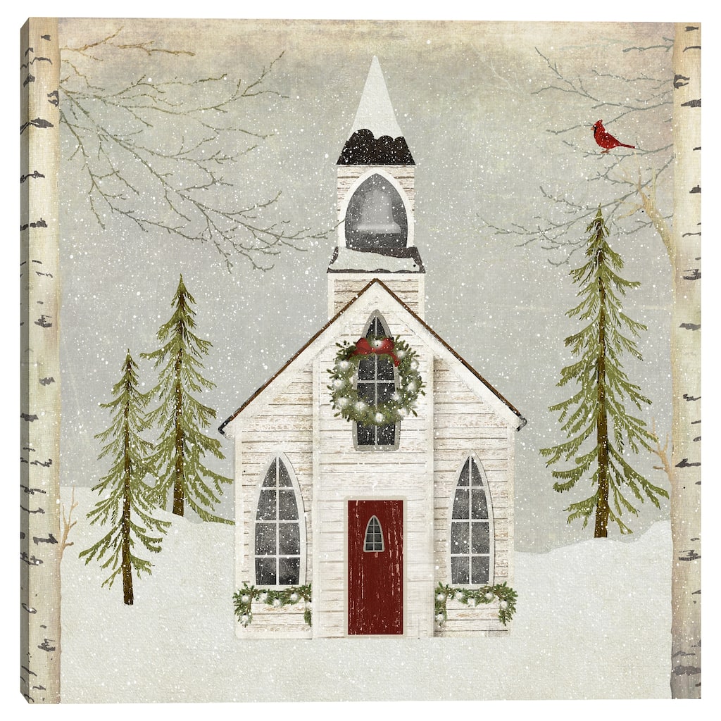 Snow Church by Beth Albert Canvas Art Print
