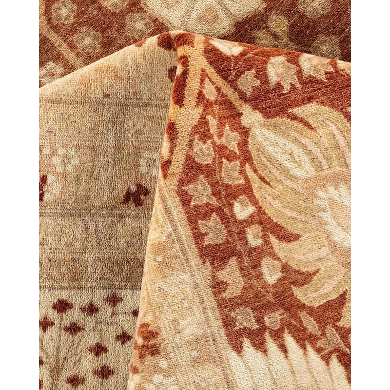 Overton Hand Knotted Wool Vintage Inspired Traditional Mogul Brown Area Rug - 8' 3" x 10' 4"