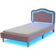 preview thumbnail 62 of 66, Velvet Upholstered Platform Bed Smart LED Bed Frame with Adjustable Height Headboard, Noise-Free Slat Support for Night's Sleep