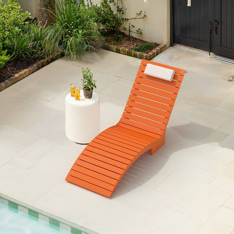 HDPS Pool Lounge Chairs, Single Waterproof Sun Lounge Chaise With Headrest For In Pool, White/Blue/Orange/Black - Orange