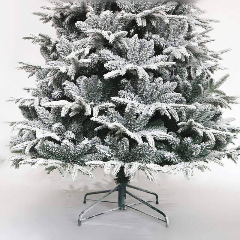 7ft Artificial Snow Flocked Pine Tree with Realistic Tips and Metal Stand