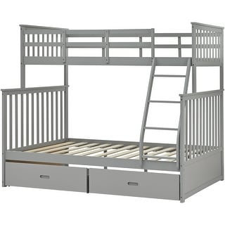 Twin over Twin House Bunk Bed With Shelves And Drawers