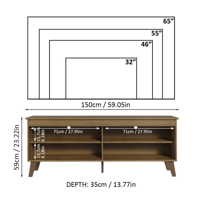 Madesa TV Stand Unit with 4 Shelves and Cable Management for 55, 65 Inch Media Modern Entertainment Center - 53 inches