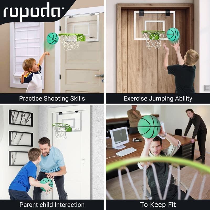 Mini Indoor Basketball Hoop Backboards for Teens & Adults, Mini Hoop for Kids with 4 Balls & Pump