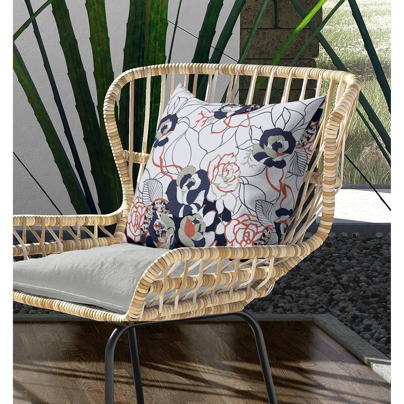 Regal Rose Retreat Indoor/Outdoor Reversible Throw Pillow Silver and Blue
