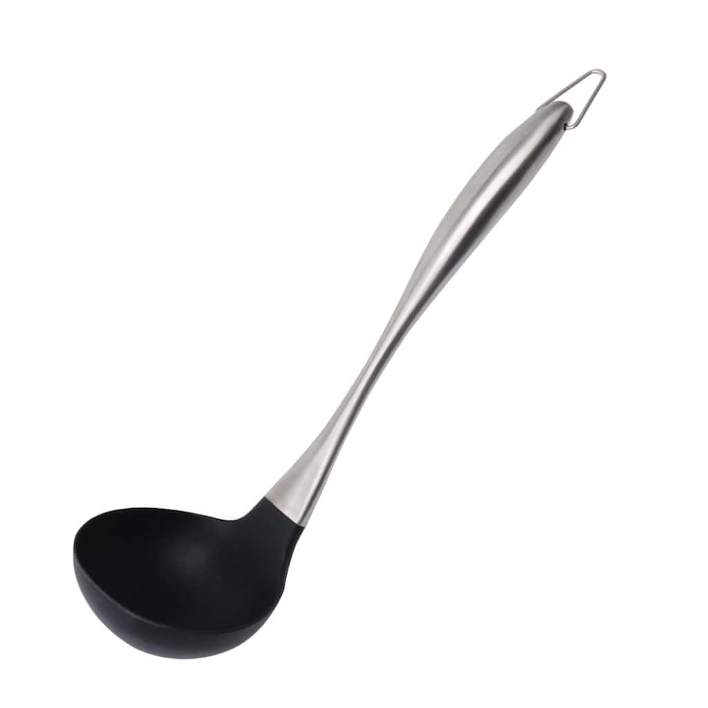 Silicone Soup Ladle Spoon Stainless Steel Handle Cookware Utensil - 11.4" x 3.3"(L*W)