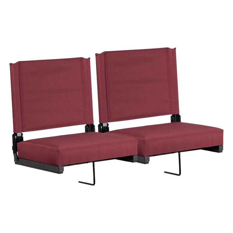 2 Pack 500 lb. Rated Lightweight Stadium Chair-Handle-Padded Seat