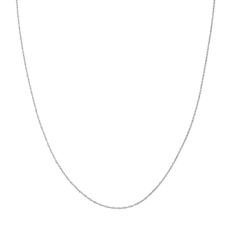 Curata 10k White Gold 0.85mm Light Weight Rope Chain Necklace (Lobster)
