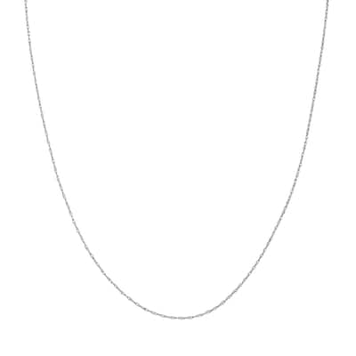 Curata 10k White Gold 0.85mm Light Weight Rope Chain Necklace (Lobster)