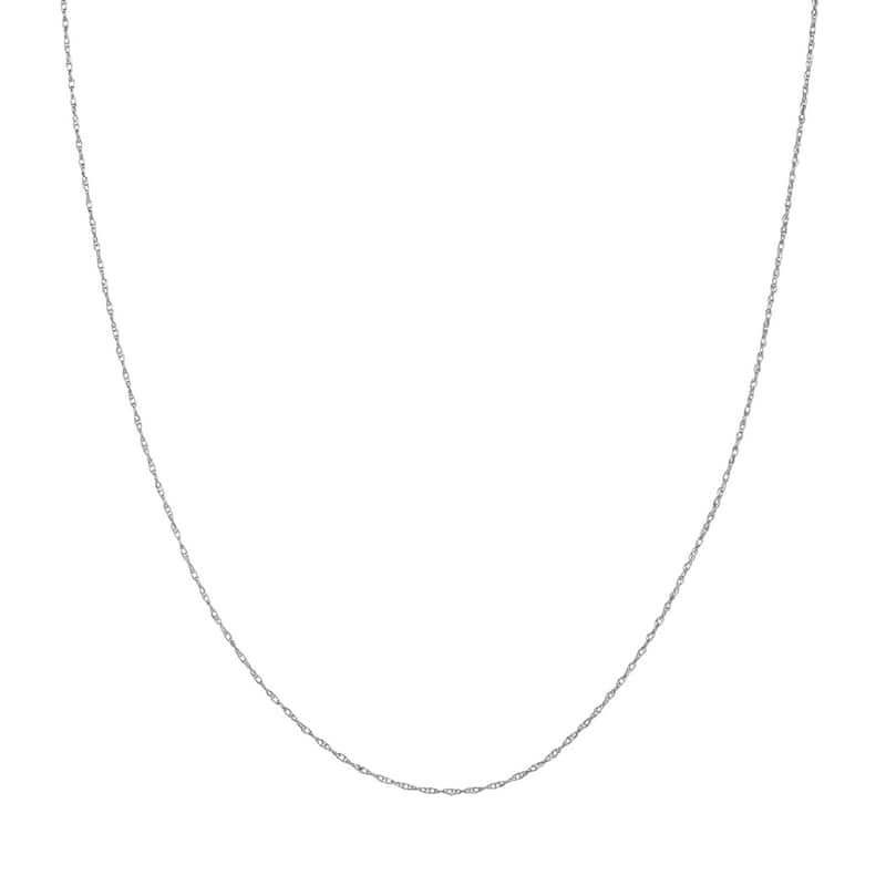 Curata 14k White Gold 0.85mm Light Weight Rope Chain Necklace (Lobster)
