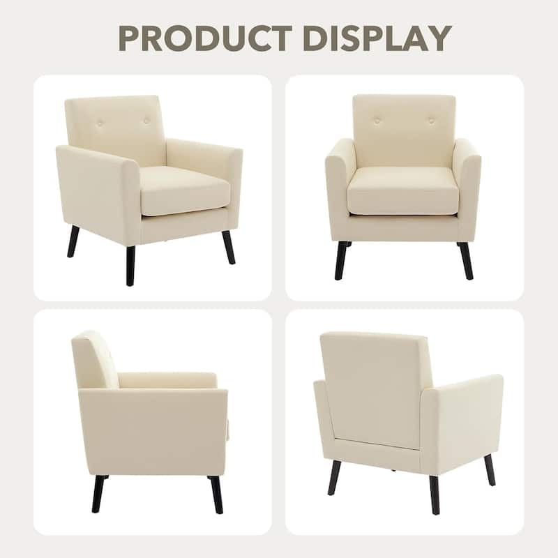 Mid-Century Accent Chairs, Modern Living Room Chairs with Linen Fabric