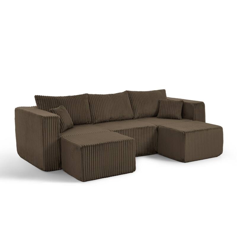 94.1" U-Shaped Sectional Sofa with Two Movable Ottomans