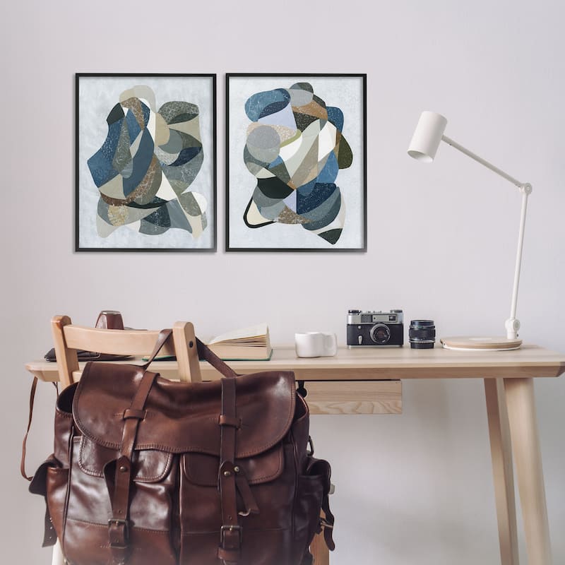 Stupell Neutral Geometric Patterns Framed Giclee Art Design By Coco Good (Set of 2)