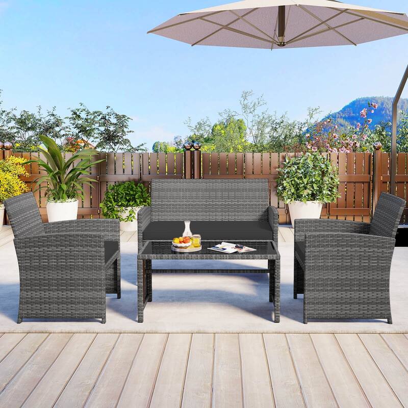 Costway 8 PCS Patio Conversation Set with Seat Cushions & Tempered - See Details