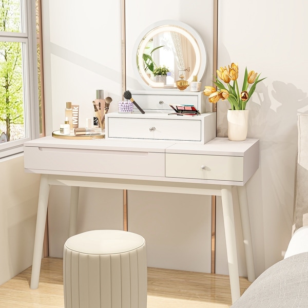 LED Lighted Vanity Mirror for Bedroom Tabletop 20 x 10 x 23.5 White
