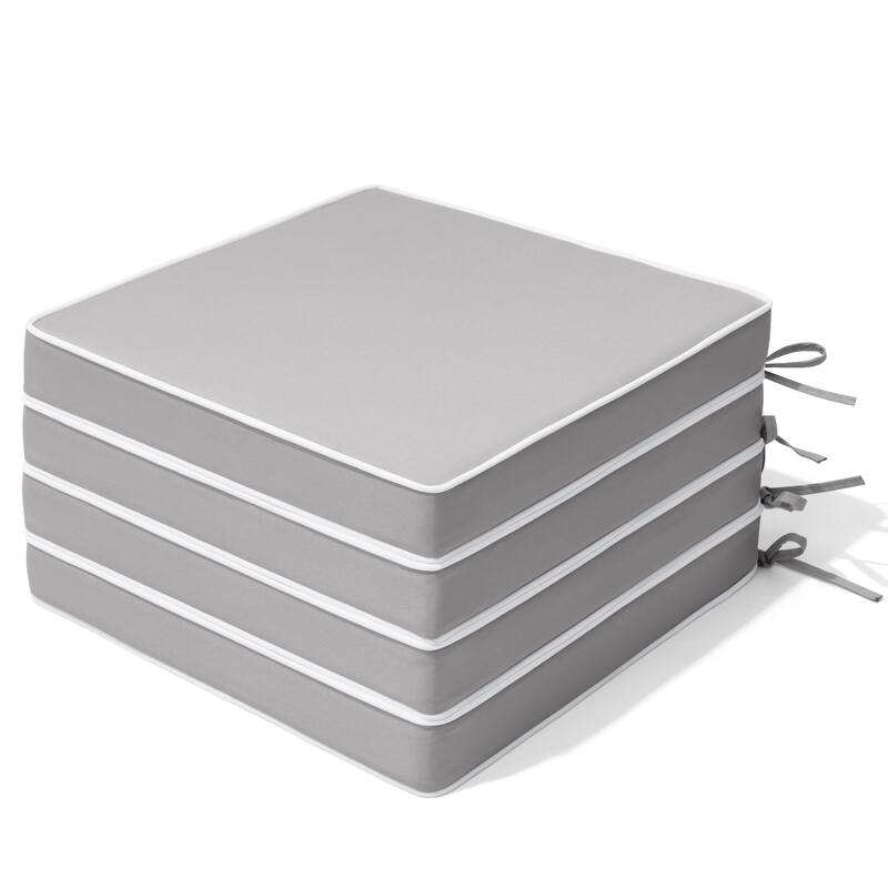 VredHom 17''/18.8'' Square Outdoor Chair Pad (Set of 2/4) - LightGrey-4PC - 18.8''x18.8''x2.8''
