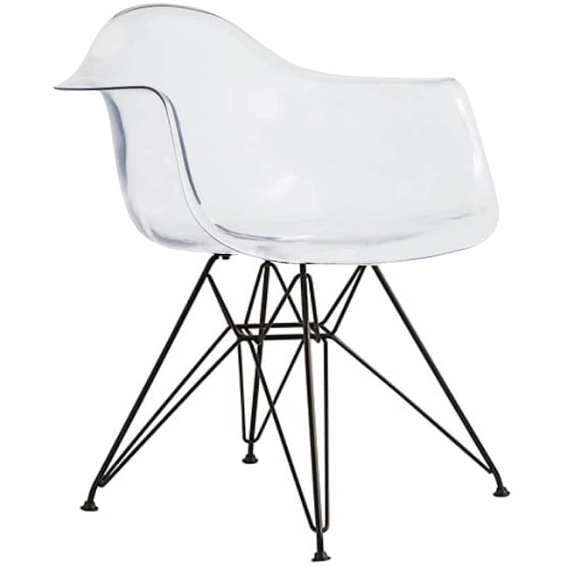 Clear Modern Plastic Armchair With Arms Wired Chrome Dining Chair Kitchen Desk Work Home Office