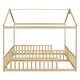 preview thumbnail 9 of 18, Kid Bed Frame Double Twin Size Floor Bed with Fence and Guardrails without Door