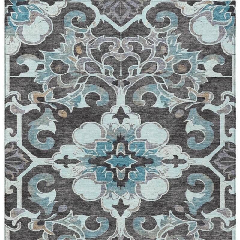 HomeRoots Damask Traditional Rectangle Outdoor Rug