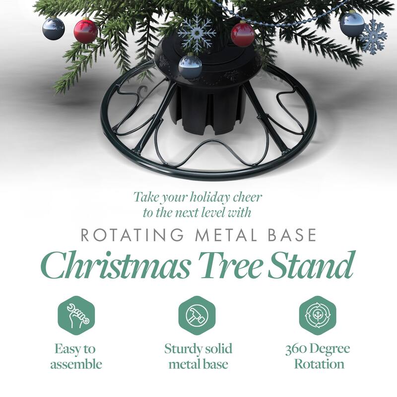Home Heritage Rotating Tree Stand Base w/Snowdrift 6.5' Pine Christmas Tree