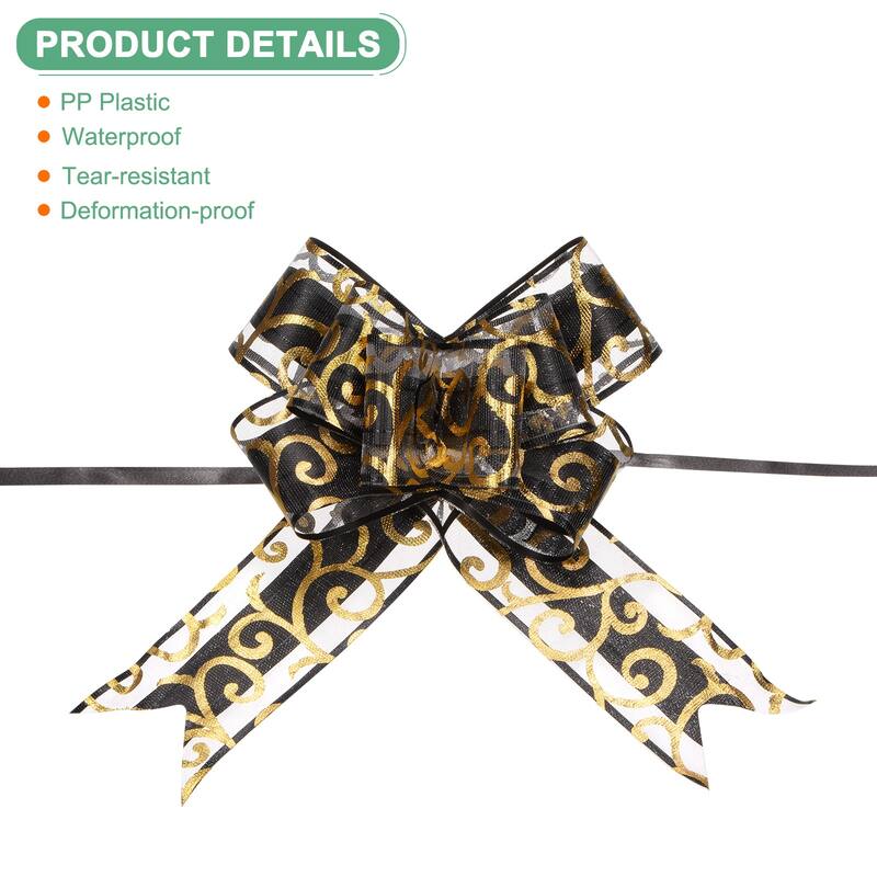 10pcs Large Pull Bow 8 Inch Bows for Wedding Baskets Decorations - Black