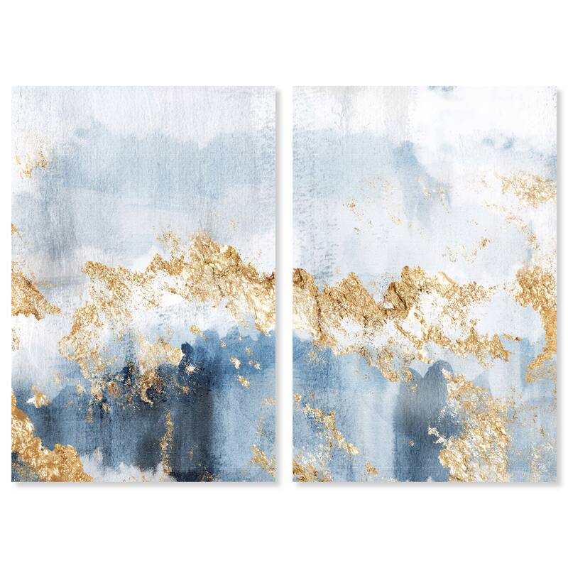 Wynwood Studio Abstract Eight Days a Week DIPTYCH Blue and Modern & Contemporary Wall Art Canvas Print - 45 x 30