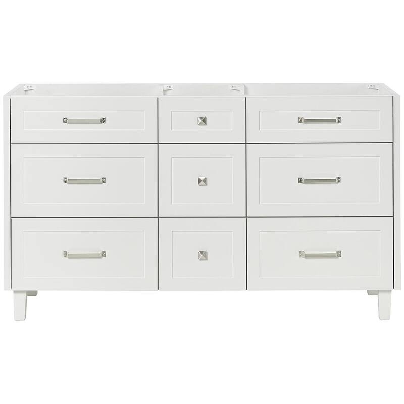 Ariel B60D-BC Monroe 60" Double Free Standing Vanity Cabinet Only - White / Brushed Nickel - Nickel Finish