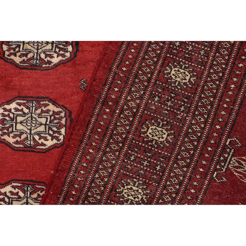 Rustic Bokhara Beckham Red Beige Hand Knotted Rug - 4'0'' x 6'4''