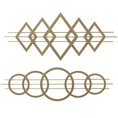 Metal Geometric Triangles and Circles Wall Decor - Set of 2 Gold - Roche River Decor