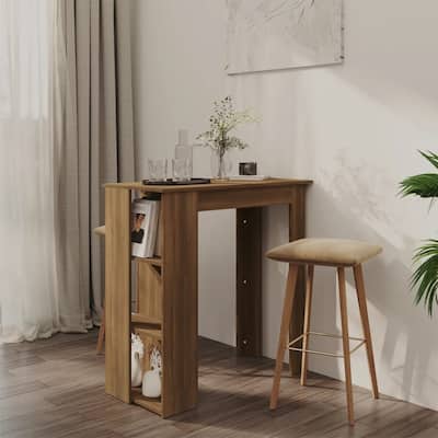 vidaXL Bar Table Kitchen Pub Table Bistro Table with Shelf Engineered Wood - 40.2" x 19.7" x 40.7"