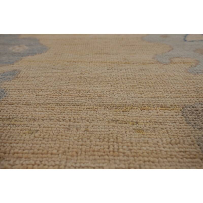 Vegetable Dye Oushak Oriental Large Rug Handmade Yellow Wool Carpet - 10'1"x 13'6"