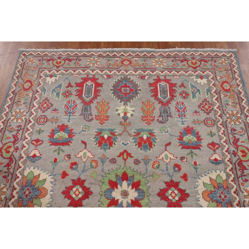 Floral Kazak Area Rug Handmade Oriental Wool Carpet - 5'0" x 6'8"
