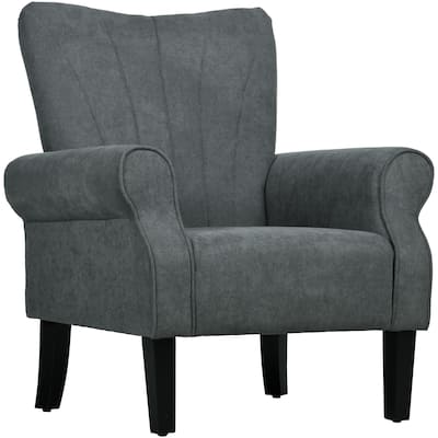 Dark Gray Modern 31.5" High Back Upholstered Arm Chair with Wood Legs for Living Room