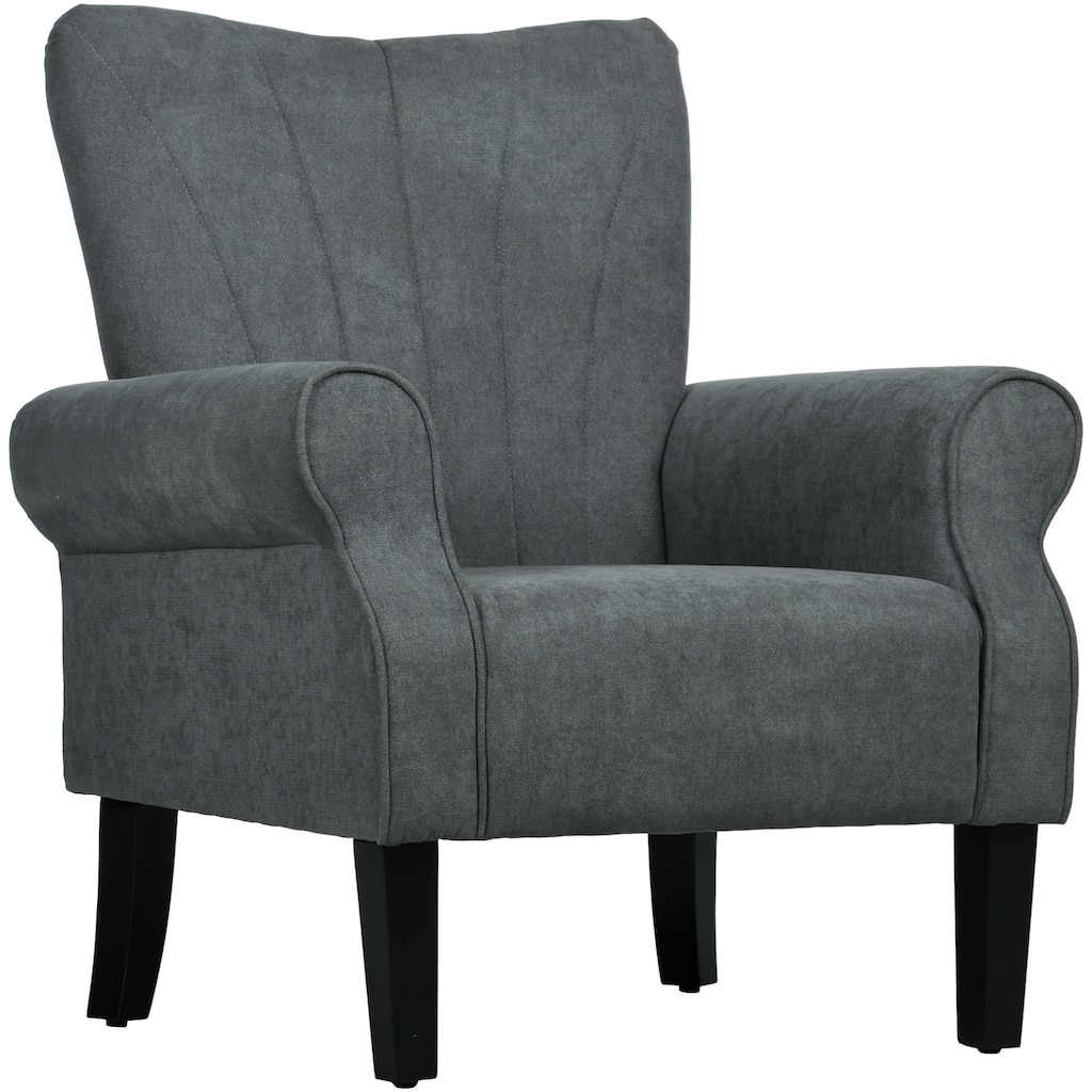 Dark Gray Modern 31.5" High Back Upholstered Arm Chair with Wood Legs for Living Room