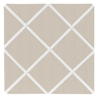 Boho Bohemian 13in Fabric Memory Photo Bulletin Board - Neutral Ivory Beige Tan Taupe Woodland Farmhouse Botanical Floral Linen