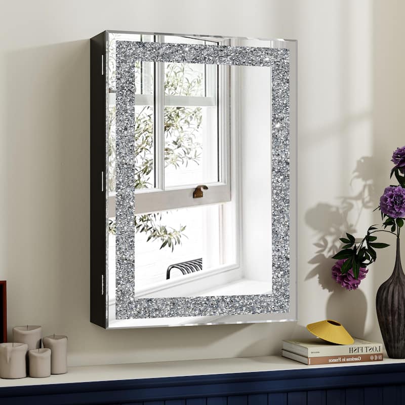 Rectangular Mirrored Medicine Cabinet - Silver
