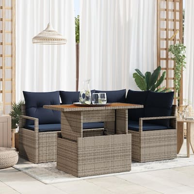 vidaXL 5 Piece Garden Sofa Set with Cushions - 69.7×48×27.2