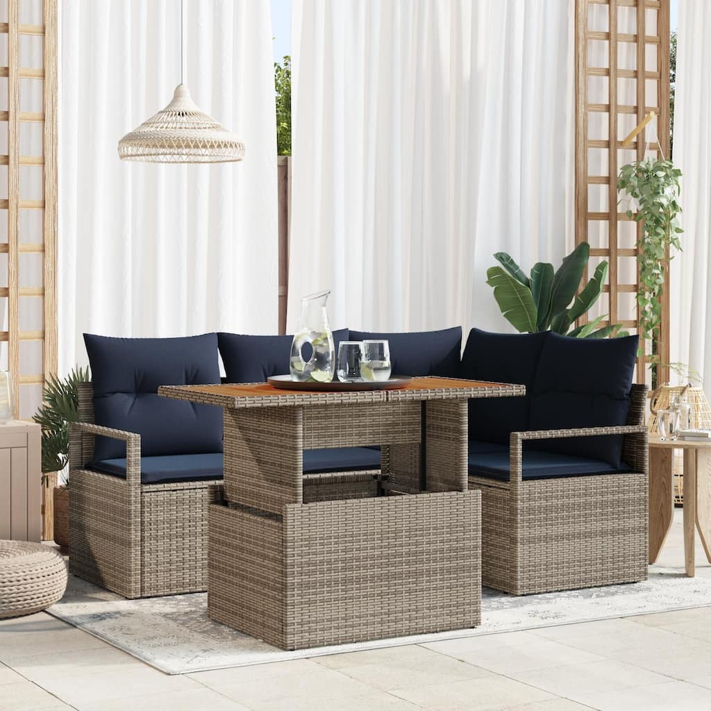 vidaXL 5 Piece Garden Sofa Set with Cushions - 69.7×48×27.2