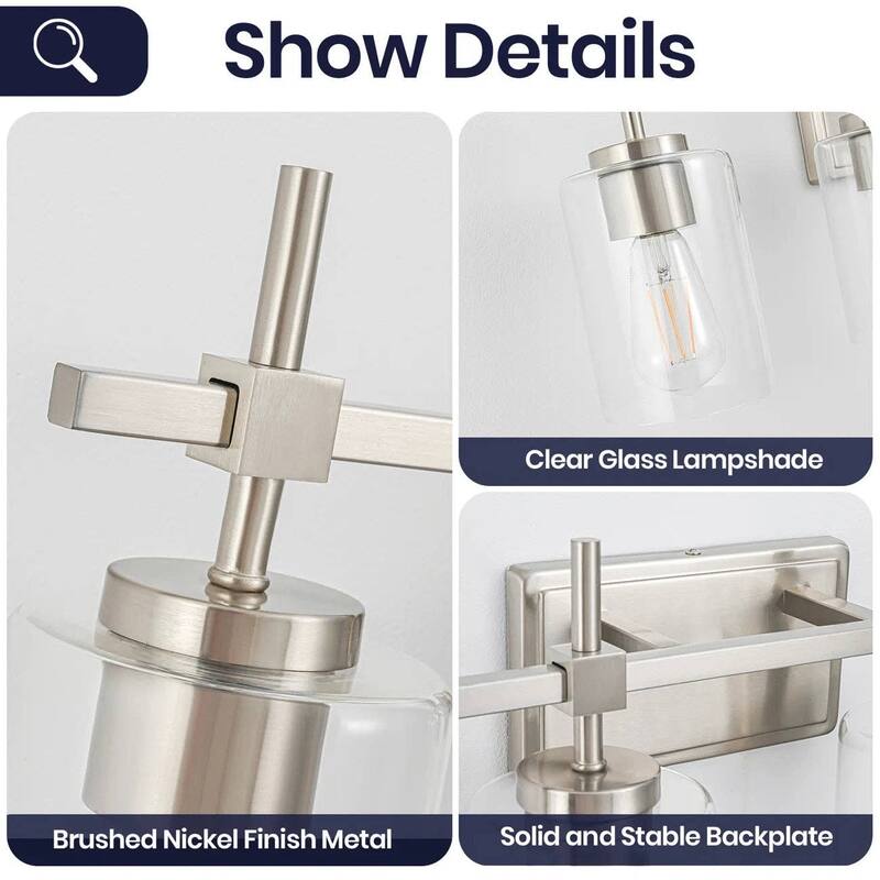Jasper Brushed Nickel Clear Glass 4-Light Bathroom Vanity Light