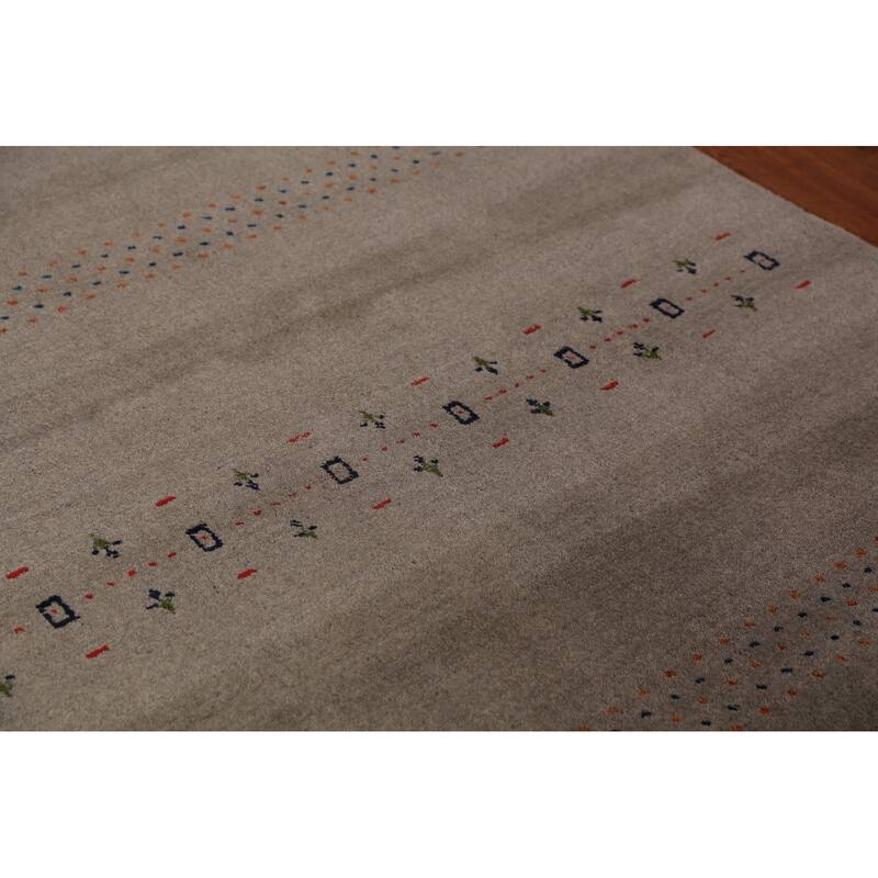 Tribal Gabbeh Oriental Rug Hand-Knotted Multi-Color Wool Carpet - 5'9" x 8'0"