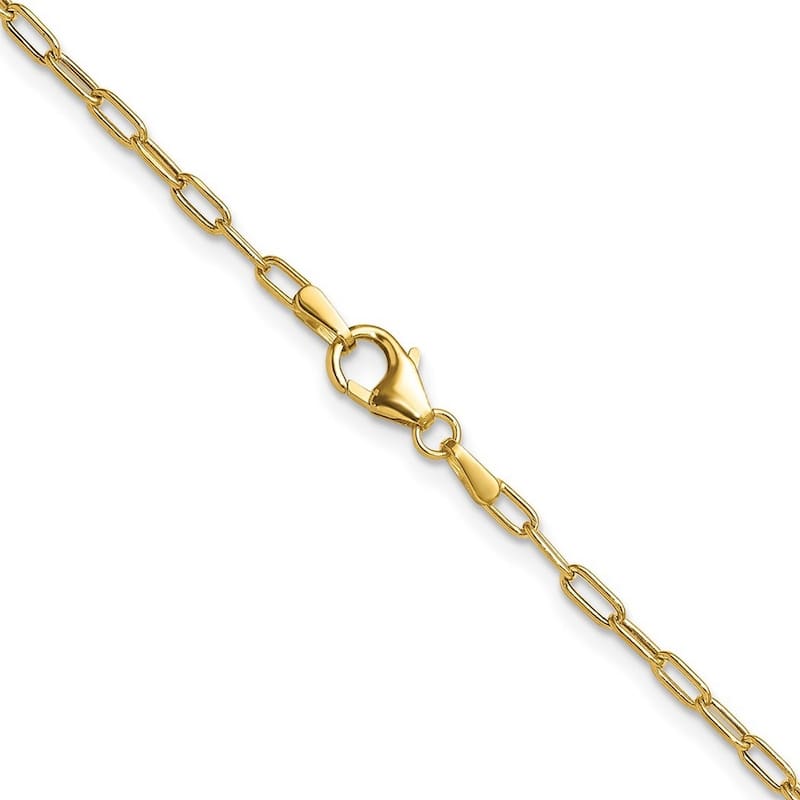 Curata 14k Yellow Gold 2.2mm Semi solid Beveled Paperclip Chain BraceletOptions: 7" 8"