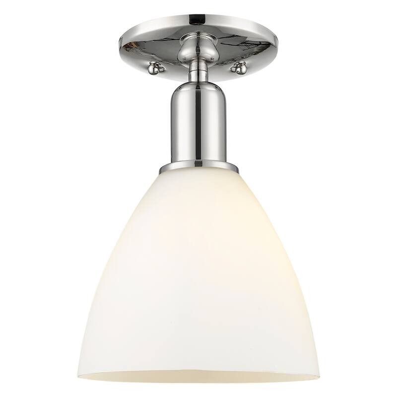 Innovations Lighting Endless Possibilities Arcadia - Bristol - 1 Light 8" Semi-Flush Mount - Polished Nickel/Matte White
