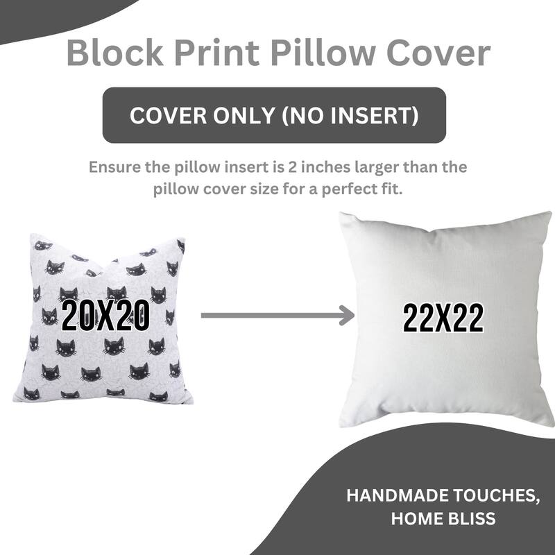 Fabdivine Handmade Block Print Cotton Green Pillow Cover, Pumpkin