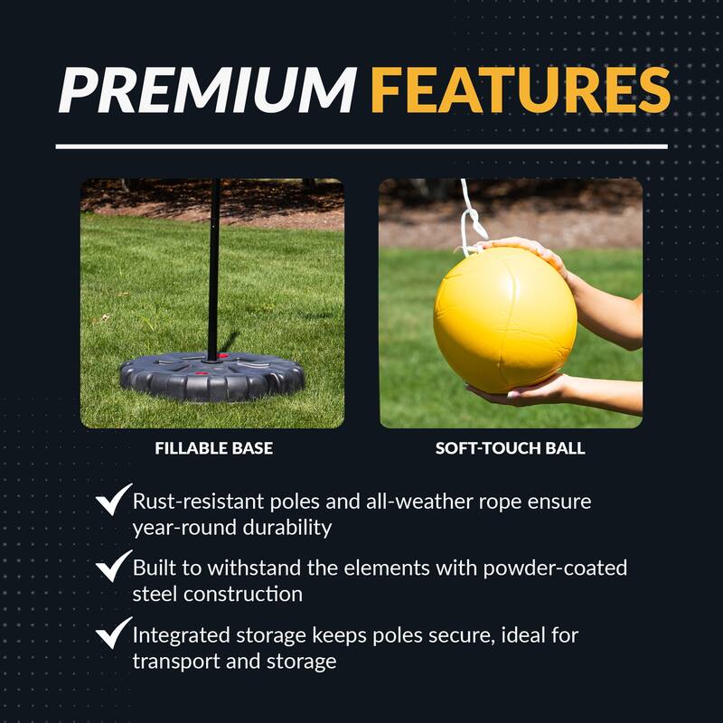 Hathaway Tetherball Set with Fillable Base - Black/Yellow